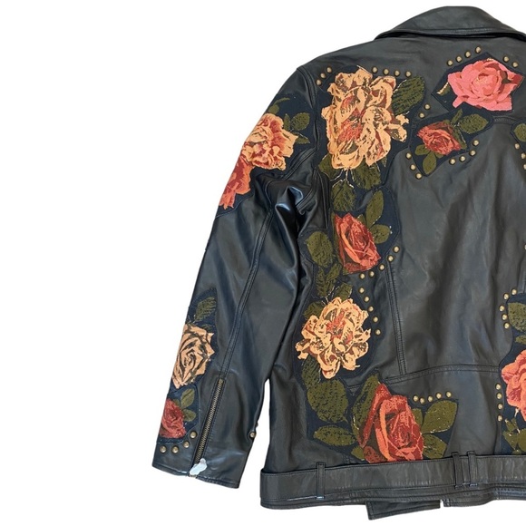 NWT Free People Rebel Rose Moto Jacket in Black Size Medium - Picture 10 of 14
